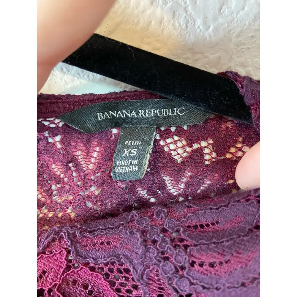 Banana Republic Womens Ombre Lace Bell Sleeve Top Size Petite XS Pink Blouse
